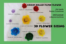 Cricut Tutorial 3d Rolled Paper Flower Sizing Paper Flowers Cricut Tutorials Scrapbook Embellishments Diy
