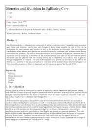 Pdf Dietetics And Nutrition In Palliative Care