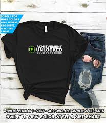 Achievement Unlocked Your Own Text Shirt Custom T Shirt Design Your Own Tee Create Your Own Geek Gift Birthday Gift For Him Geek Video Games
