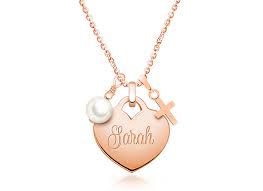 Wire and chains are 14k yellow and rose gold filled matched with 925 sterling silver. 14k Rose Gold Heart Communion Children S Necklace For Girls Includes Religious Charm Free Engraving 14k Rose Gold