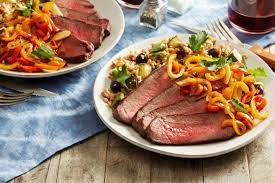 Roasted Beef Farro Salad With Sweet Peppers Summer Squash Olives Recipe Stuffed Peppers Stuffed Sweet Peppers Farro Salad
