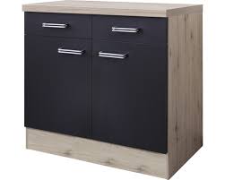 Küchenunterschrank, klassisch, spanplatte, höhe 86 cm, tiefe 60 cm, breite 80 cm, griffart bügelgriff, 2 schubladen, mit einlegeböden, 1 einlegeböden, holzeffekt. Unterschrank Flex Well Santo Breite 80 Cm Anthrazit Bei Hornbach Kaufen