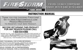 Black And Decker Firestorm Miter Saw Fs100l Black And Decker Fire Storm 90524442 Instruction Manual 01 Fs100l