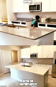 Before After Look Beautiful Custom Made Kitchen Island Countertop Where Concrete Kitchen Island Countertop Natural Stone Countertops Island Countertops