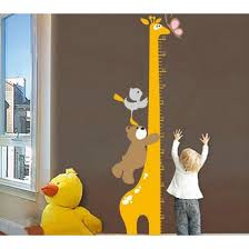 Bear Birds With Giraffe Growth Chart Wall Decal For Nursery