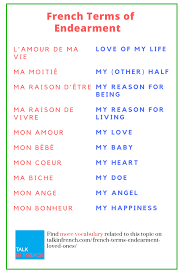 80 French Terms Of Endearment To Call Your Loved Ones Basic French Words French Language Lessons Learn French
