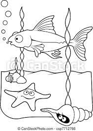 Online coloring pages for kids and parents. Sea Life Coloring Book Underwater Scene With Fish Starfish And Shell Cartoons Line Art For Coloring Book Page Canstock