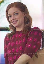 WornOnTV: Zoey's navy bird print wrap dress