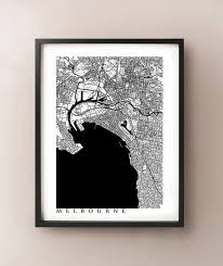Black And White Framed Prints Australia Melbourne Map Print Black And White Wall Art Etsy Melbourne Map Black And White Wall Art White Wall Art