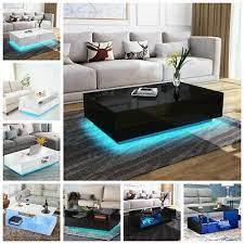 Vidaxl coffee table white wood couch side hall french style table with drawer ebay. High Gloss Rgb Led Coffee Table With Drawers Storage Modern Sofa Side End Table Ebay