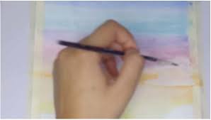 To prepare for today's easy paintings, put down a border of artist's tape (alternatively, masking or washi tape) around your watercolor paper. Easy Sunset Over Water Watercolor Painting Risebrite