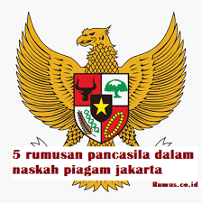 Pancasila merupakan dasar negara indonesia yang sah, di dalam pancasila terkandung lima sila yang merupakan hal terpenting bagi indonesia karena sesuai dengan kepribadian indonesia dan sudah. 5 Rumusan Pancasila Dalam Naskah Piagam Jakarta