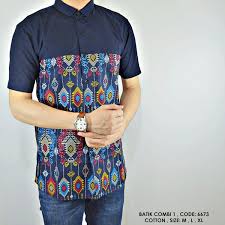 Model baju gamis brokat kombinasi modern menjadi salah satu model busana muslim yang sangat ada beragam model batik kombinasi yang. Jual Model Baju Kemeja Batik Tribal Biru Kombinasi Polos Cowok Pria Murah Di Lapak Pindi Bukalapak