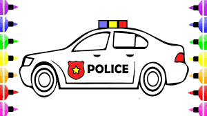 How to Draw Police Car Coloring Pages for Kids and Drawing for ...