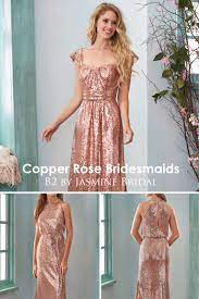 Jasmine Bridal B2 Copper Rose Bridesmaids Sequin Bridesmaid Dresses Copper Bridesmaid Dresses Champagne Sequin Bridesmaid Dresses Pretty Bridesmaid Dresses