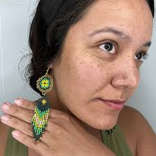 Huichol Earrings, Round Earring, Mexican Jewelry, Mandala Earrings, Mexican  Folk Art, Mexican Earrings, Native American Earrings, AR-0416