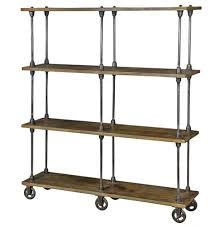 Maybe you would like to learn more about one of these? Roland Industrial Loft Weathered Oak 4 Shelf Rolling Bookcase Standard 45 90 H Kathy Kuo Home