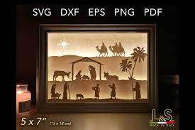 Download Layered Nativity Lightbox Template Christmas Shadow Box Svg