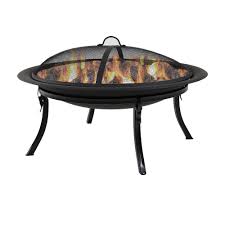 This beauty has a porcelain enamel bowl and lid, both in durable black. Sunnydaze Decor 29 In X 24 In Steel Portable Folding Wood Burning Fire Pit With Carrying Case And Spark Screen Nb Cgo101 The Home Depot