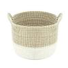 This is a handwoven easter basket that is woven on two round wood bases. 1