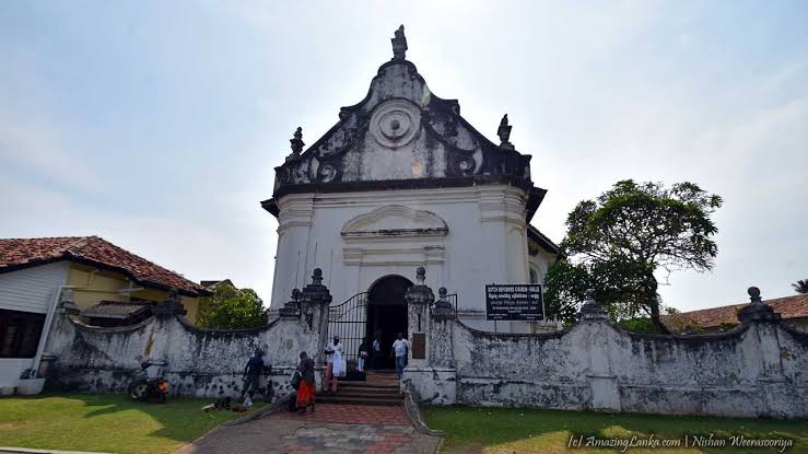Galle Dutch Reformed Church 1755 colonial tombstones whitewashed interior Galle Fort Sri Lanka