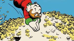 Scrooge mcduck swimming in money bin. Fact Check A Physicist Weighs In On Whether Scrooge Mcduck Could Actually Swim In A Pool Of Gold Coins Mental Floss