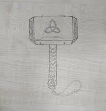 The size of the portrait is an a4, i.e. I Was Getting Bored At Work Drew Mjolnir On My Desk Drawing