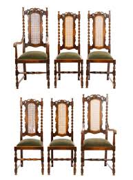 English Mid 20th Century A Set Of 6 Renaissance Revival Style Carved Oak Dining Chairs Including 2 Arm And 4 Side Each Having A Scrolled Crest Rai Cadeiras