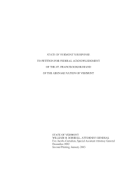 Https Ago Vermont Gov Wp Content Uploads 2018 02 Response To Abenaki Petition Jan2003v Pdf