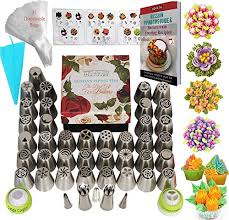Russian Piping Tips Icing Flower Frosting Tips 77 Pcs Cake Decorating Supplies 42 Icing Piping Tips 31 Baking Pastry Bags 2 Russian Ball Piping Tips