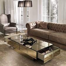 Italian Designer Bronze Glass Storage Coffee Table Center Table Living Room Coffee Table With Storage Coffee Table