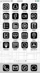 Free vector icons in svg, psd, png, eps and icon font. Black White Ios 14 Aesthetic Iphone App Icons 50 Pack Etsy Iphone Icon Black App Iphone Photo App