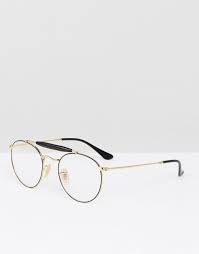 Black And Gold Ray Bans Eyeglasses Ray Ban Round Glasses With Brow Bar 0rx3747v Mens Glasses Ray Ban Round Glasses Glasses