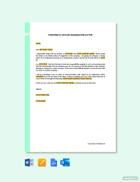 Free Corporate Officer Resignation Letter In 2020 Resignation Letter Resignation Lettering