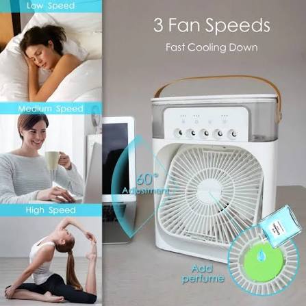 Mini Air Cooler - Humidifier For Rom - Usb Powered Fan - Portable Air Conditioner Fan - Small Mist Fan - Mini ac For Room - Small Air Cooler - Mini Ac ...