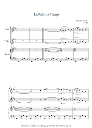 Sebastian Iradier La Paloma Tango Sheet Music For Violin Duet Sheet Music Violin Violin Music