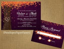 Rustic Plum Fall Wedding Invitationpurpleorangeoak Etsy Oak Tree Wedding Invitation Plum Fall Weddings Fall Wedding Invitations