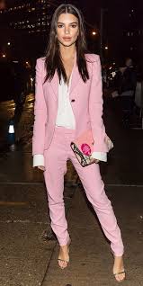 Emily Ratajkowski Looking Dazzling In A Pink Blazer And Trousers Emily Ratajkowski Style Emily Ratajkowski Outfits Celebrity Street Style