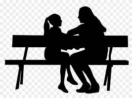Sitting is nothing but resting by oneself on a ground surface or on a chair or any other similar objects. People Talking On Bench Mother And Daughter Silhouette Clipart 324691 Pikpng