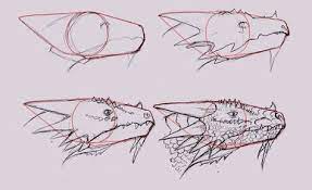 Drawing Tutorial How To Draw Dragon Heads In Side View Dragon Drawing Dragon Head Drawing Dragon Sketch