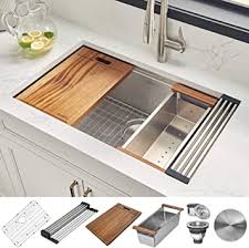 These sinks are attached right underneath your kitchen's countertop. Ruvati 32 Inch Workstation Ledge Undermount 16 Gauge Stainless Steel Kitchen Sink Single Bowl Rvh8300 Amazon Com