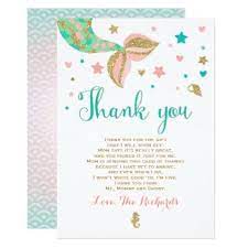 Mermaid Baby Shower Thank You Card Mermaid Baby Zazzle Com Baby Shower Thank You Cards Mermaid Baby Showers Mermaid Baby Shower Invitations