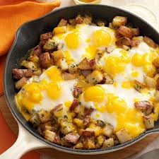 Baked Cheddar Eggs Potatoes Recipe I Love Breakfast For Dinner Especially This Combo Of Eggs With Potatoes Egg Recipes For Dinner Breakfast Recipes Recipes