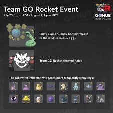 Team Go Rocket Event Announced Brings Shiny Ekans And Koffing Pokemon Go Hub Pokemon Pokemon Go Pokemon Go Chart
