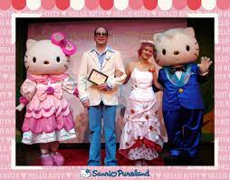 This painting was done as a gift for the wedding of two of my favorite people in the world, mandy and jason. Hello Kitty Wedding Offbeat Bride