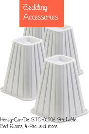 Additional height for beds, sofas and chairs. Honey Can Do Sto 01006 Stackable Bed Risers 4 Pack White Bed Risers Bedding Accessories Queen Memory Foam Mattress
