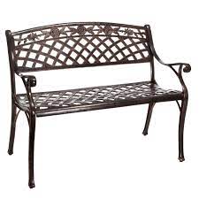 Casablanca Outdoor Copper Cast Aluminum Bench Metal Garden Benches Outdoor Garden Bench Patio Bench