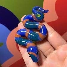 Slithery Snake Pendant Sold Ive Been Loving The New Northstarglass Grateful Blue That I Used For The Main Color On Glass Pendants Snake Pendant Glass Art