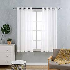 Curtains of this size are offered by perhaps any brand. Open Weave Sheer Curtains For Living Room Grommet Top Window Treatment Sets For Bedroom Linen Like Curtain Drapes 63 Inch Length 1 Pair White Walmart Canada