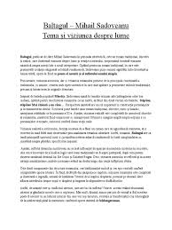 Scriitorul urmăreşte două elemente ale existenţei: Baltagul Eseu Pdf
